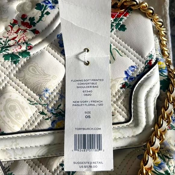 NWT ~Tory Burch Fleming Soft Convertible Shoulder Bag French Paisley Floral - Picture 11 of 12